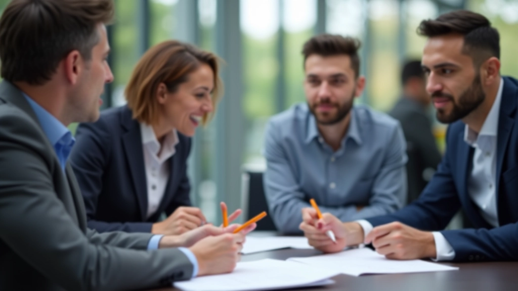 Equipa de trabalho em sessão de treino sobre resolução de conflitos