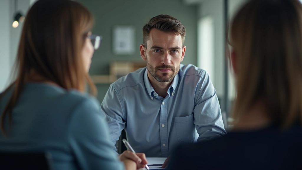 Profissional demonstrando escuta ativa genuína durante conversa individual com colega
