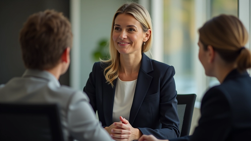 Líder facilitando diálogo construtivo entre membros da equipa em reunião